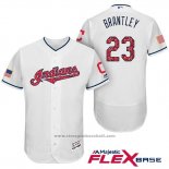 Maglia Baseball Uomo Cleveland Indians 2017 Stelle e Strisce Michael Brantley Bianco Flex Base