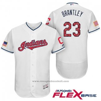 Maglia Baseball Uomo Cleveland Indians 2017 Stelle e Strisce Michael Brantley Bianco Flex Base