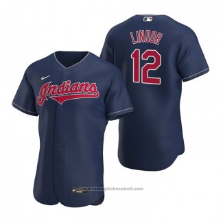 Maglia Baseball Uomo Cleveland Indians Francisco Lindor Autentico Alternato 2020 Blu