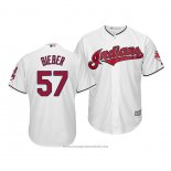 Maglia Baseball Uomo Cleveland Indians Shane Bieber Cool Base Home Bianco