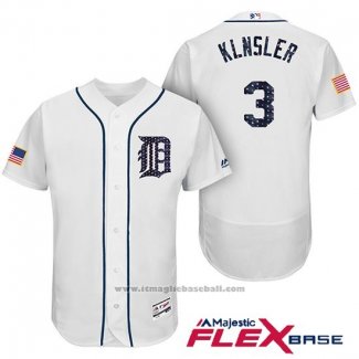 Maglia Baseball Uomo Detroit Tigers 2017 Stelle e Strisce Ian Klnsler Bianco Flex Base