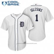 Maglia Baseball Uomo Detroit Tigers 2017 Stelle e Strisce Jose Iglesias Bianco Cool Base