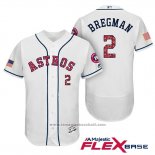Maglia Baseball Uomo Houston Astros 2017 Stelle e Strisce Alex Bregman Bianco Flex Base