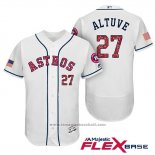 Maglia Baseball Uomo Houston Astros 2017 Stelle e Strisce Jose Altuve Bianco Flex Base