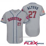 Maglia Baseball Uomo Houston Astros 2017 Stelle e Strisce Jose Altuve Grigio Flex Base