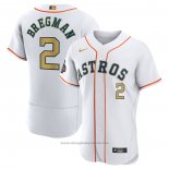 Maglia Baseball Uomo Houston Astros Alex Bregman 2023 Gold Collection Autentico Bianco