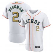 Maglia Baseball Uomo Houston Astros Alex Bregman 2023 Gold Collection Autentico Bianco