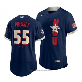 Maglia Baseball Uomo Houston Astros Ryan Pressly 2021 All Star Autentico Blu