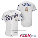 Maglia Baseball Uomo Kansas City Royals 4 Alex Gordon Bianco 2017 Flex Base