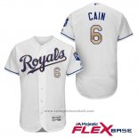 Maglia Baseball Uomo Kansas City Royals 6 Lorenzo Cain Bianco 2017 Flex Base