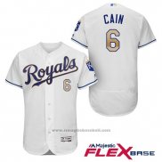 Maglia Baseball Uomo Kansas City Royals 6 Lorenzo Cain Bianco 2017 Flex Base