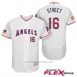 Maglia Baseball Uomo Los Angeles Angels 2017 Stelle e Strisce Huston Street Bianco Flex Base