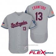 Maglia Baseball Uomo Los Angeles Dodgers 2017 Stelle e Strisce Carl Crawford Grigio Flex Base