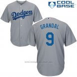 Maglia Baseball Uomo Los Angeles Dodgers 9 Yasmani Grandal Grigio Cool Base