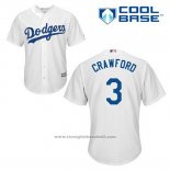 Maglia Baseball Uomo Los Angeles Dodgers Carl Crawford 3 Bianco Home Cool Base