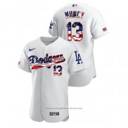 Maglia Baseball Uomo Los Angeles Dodgers Max Muncy 2020 Stars & Stripes 4th of July Bianco