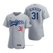 Maglia Baseball Uomo Los Angeles Dodgers Max Scherzer Autentico Alternato Grigio