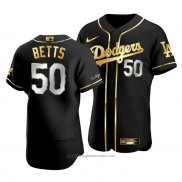 Maglia Baseball Uomo Los Angeles Dodgers Mookie Betts Golden Edition Autentico Nero