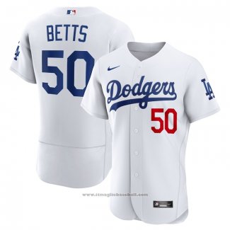 Maglia Baseball Uomo Los Angeles Dodgers Mookie Betts Primera Autentico Bianco