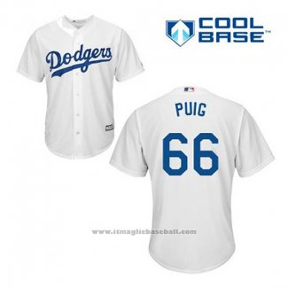 Maglia Baseball Uomo Los Angeles Dodgers Yasiel Puig 66 Bianco Home Cool Base