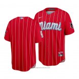 Maglia Baseball Uomo Miami Marlins 2021 City Connect Replica Rosso