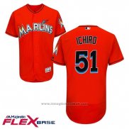 Maglia Baseball Uomo Miami Marlins 51 Ichiro Suzuki Alternato Fire Rosso Flex Base Autentico Collection