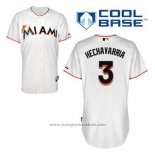 Maglia Baseball Uomo Miami Marlins Adeiny Hechavarria 3 Bianco Home Cool Base