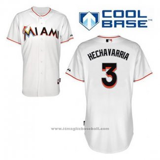 Maglia Baseball Uomo Miami Marlins Adeiny Hechavarria 3 Bianco Home Cool Base