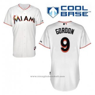 Maglia Baseball Uomo Miami Marlins Dee Gordon 9 Bianco Home Cool Base