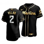 Maglia Baseball Uomo Miami Marlins Jonathan Villar Golden Edition Autentico Nero