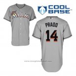 Maglia Baseball Uomo Miami Marlins Martin Prado 14 Grigio Cool Base