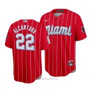 Maglia Baseball Uomo Miami Marlins Sandy Alcantara 2021 City Connect Replica Rosso