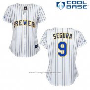 Maglia Baseball Uomo Milwaukee Brewers Jean Segura 9 Bianco Cool Base