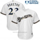 Maglia Baseball Uomo Milwaukee Brewers Keon Broxton Bianco Cool Base