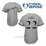 Maglia Baseball Uomo Milwaukee Brewers Matt Garza 22 Grigio Cool Base