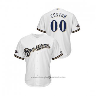 Maglia Baseball Uomo Milwaukee Brewers Personalizzate 2019 Postseason Cool Base Bianco