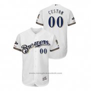 Maglia Baseball Uomo Milwaukee Brewers Personalizzate 2019 Postseason Flex Base Bianco