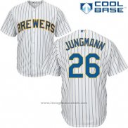 Maglia Baseball Uomo Milwaukee Brewers Taylor Jungmann Bianco Autentico Collection Cool Base