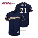 Maglia Baseball Uomo Milwaukee Brewers Travis Shaw Flex Base Allenamento Primaverile 2019 Blu