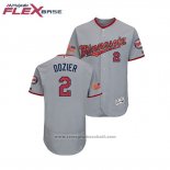 Maglia Baseball Uomo Minnesota Twins Brian Dozier 2018 Stars & Stripes Flex Base Grigio