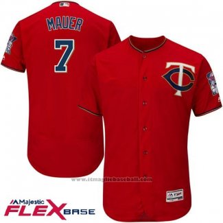 Maglia Baseball Uomo Minnesota Twins Joe Mauer Autentico Collection Flex Base Scarlet