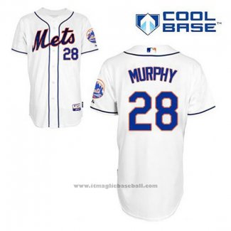 Maglia Baseball Uomo New York Mets Daniel Murphy 28 Bianco Alternato Cool Base