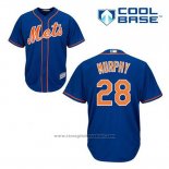 Maglia Baseball Uomo New York Mets Daniel Murphy 28 Blu Alternato Home Cool Base