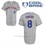 Maglia Baseball Uomo New York Mets Gary Carter 8 Grigio Cool Base