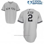 Maglia Baseball Uomo New York Yankees Derek Jeter 2 Grigio Cool Base