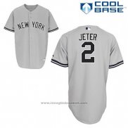 Maglia Baseball Uomo New York Yankees Derek Jeter 2 Grigio Cool Base