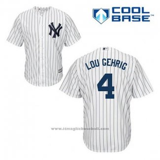 Maglia Baseball Uomo New York Yankees Lou Gehrig 4 Bianco Home Cool Base