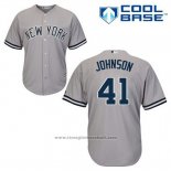 Maglia Baseball Uomo New York Yankees Randy Johnson 41 Grigio Cool Base
