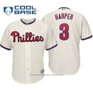 Maglia Baseball Uomo Philadelphia Phillies Bryce Harper Cool Base Alternato Crema