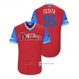 Maglia Baseball Uomo Philadelphia Phillies Cesar Hernandez 2018 LLWS Players Weekend Cesita Scarlet